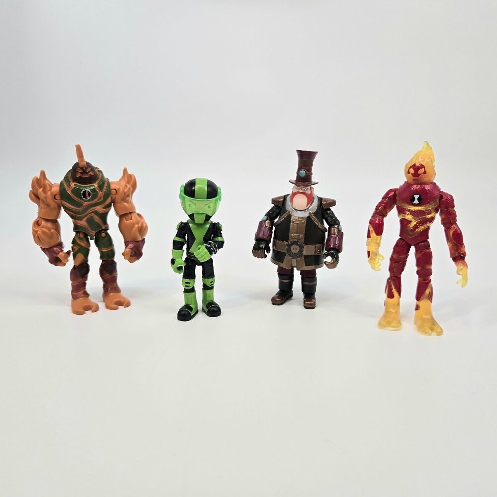 Ben 10 Action Figure Lot of 4 Hot Shot Rustbuggy Ben Steam Smythe Heatblast